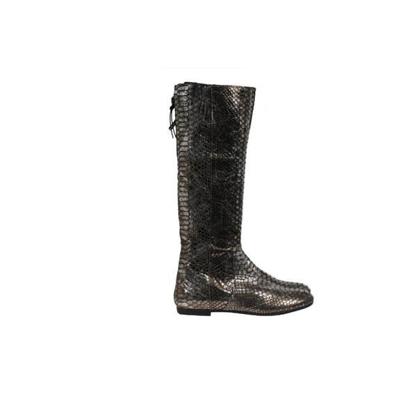 Giuseppe Zanotti Knee High Boots US6.5 EU36.5 SIlver Metallic Croc Embossed - Picture 8 of 10
